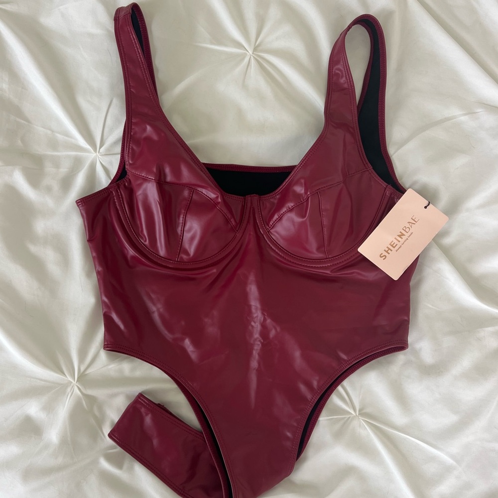 NWT SHEINBae Burgundy Bodysuit